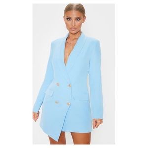 Baby blue gold button blazer dress